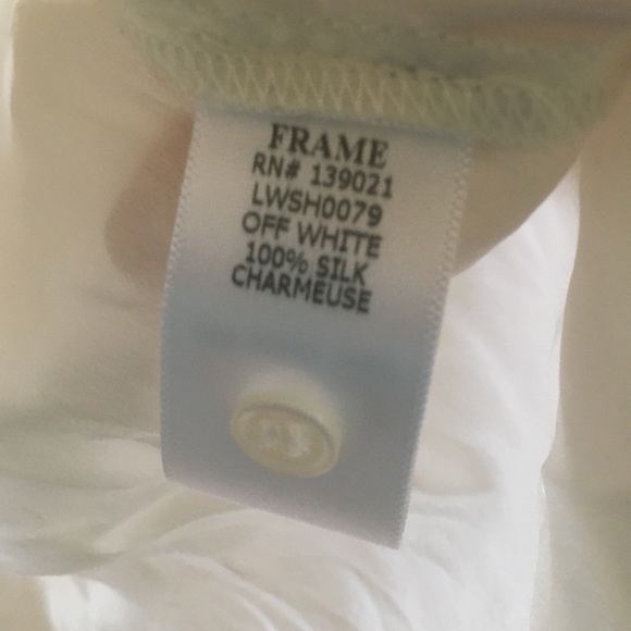 Frame  Denim Le Lace100% silk and lace white ivory charmeuse blouse XS - Picture 5 of 7